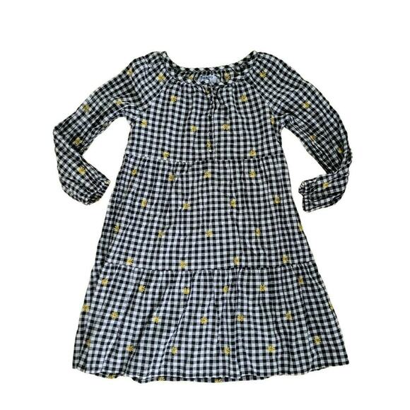 Old Navy Embroidered Daisy Black Gingham Dress - Picture 1 of 6